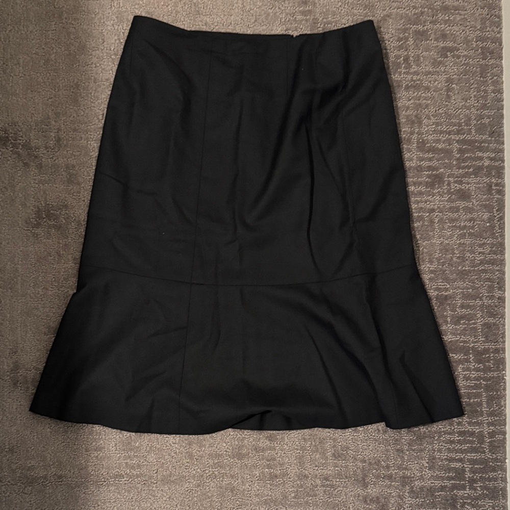 Vintage CHANEL Black A-Line Fluted Hem Wool Pencil Skirt 38